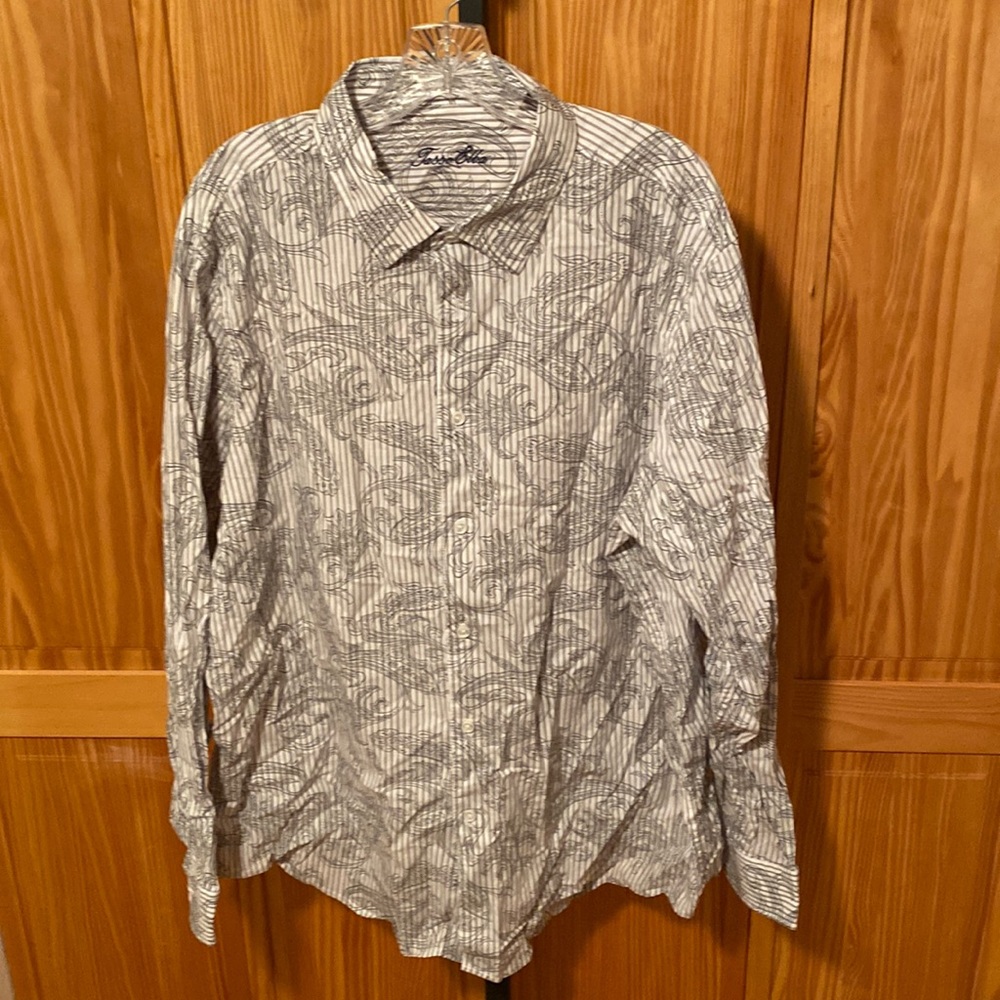 TASSO ELBA men’s paisley striped button down shirt